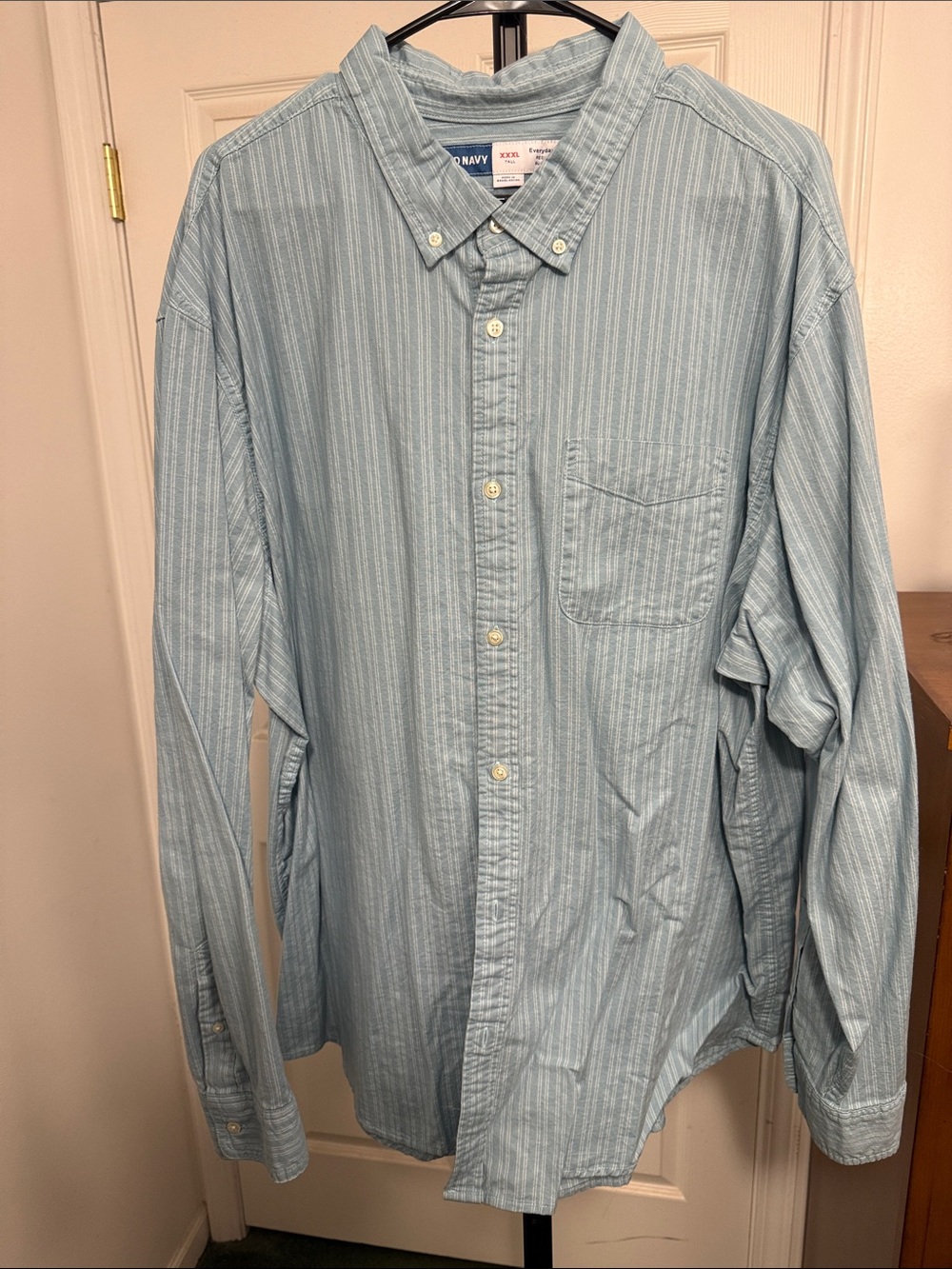 Old Navy 3XLT Light Blue Vertical Stripe Button-Down Shirt